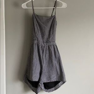 Plaid open back romper